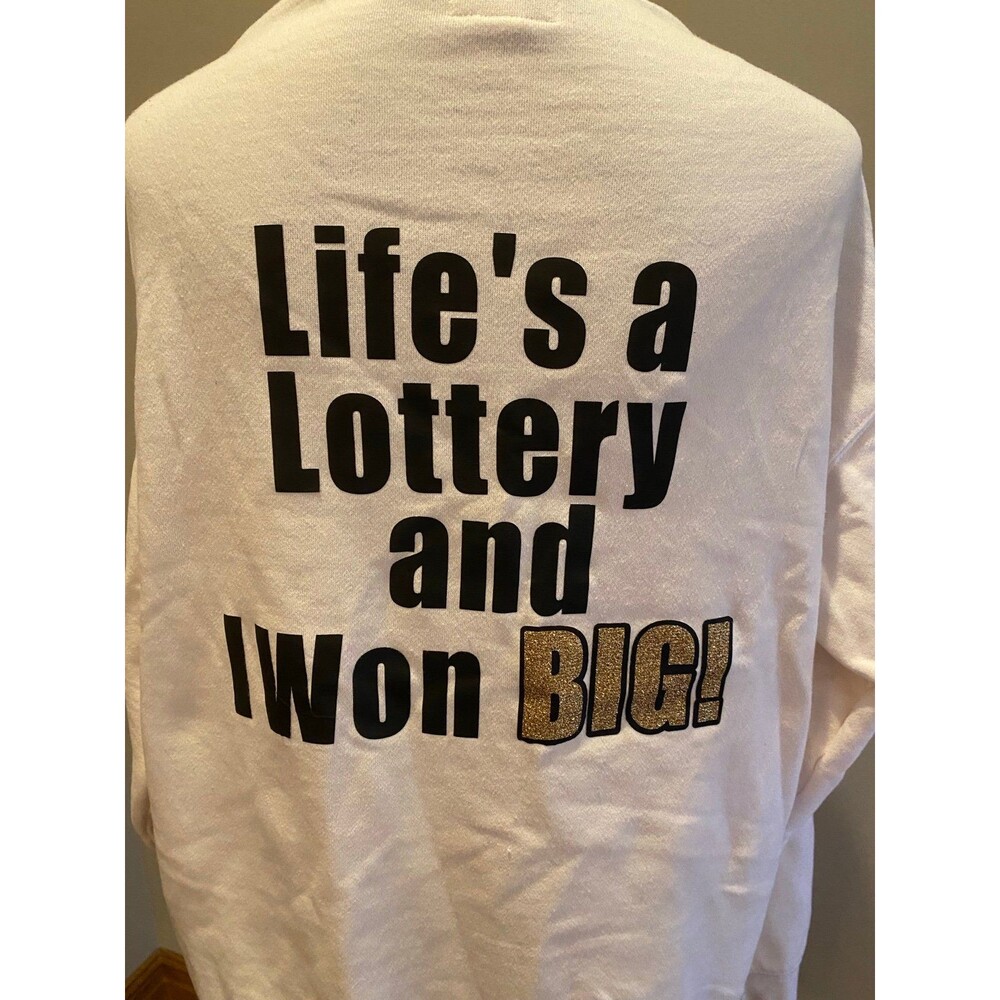 Arizona Sweatshirt Winning #90 Lottery Cream size Medium Fits‎ Like XL Oversized